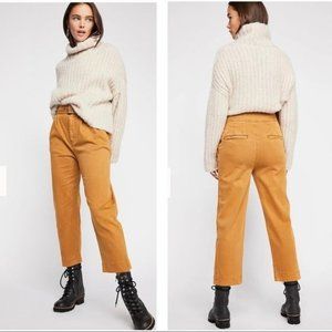 Free People Seamed Like The Real Thing Straight Leg Trouser Pants Mustard Size 8